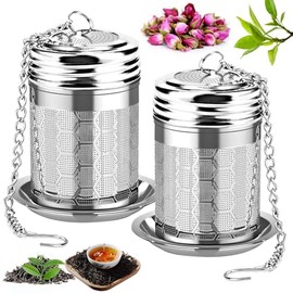 Set de 2 Infusores de té de Acero Inoxidable,Metal Colador Té,Multiusos Colador de Condimentos,Colador de Condimentos de Especias (Plateado)