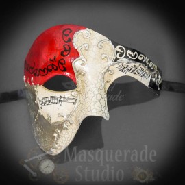 BeyondMasquerade Mens Musical Phantom of the Opera Venetian Classic Masquerade Mask [Red/Silver]