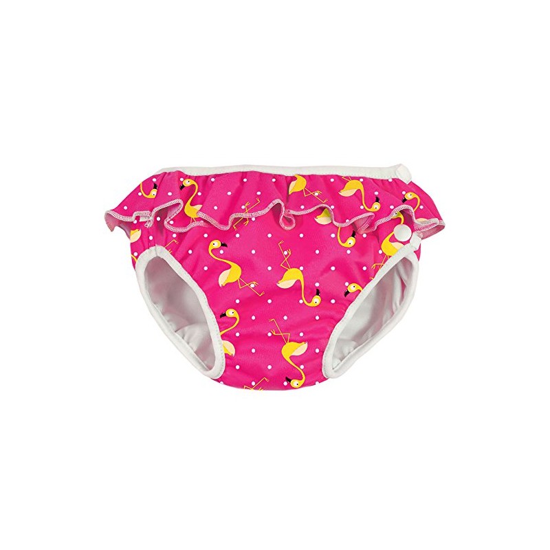 Imsevimse, Swim Nappy Aqua Nappy Pink Flamingo with Ruffle, Pink