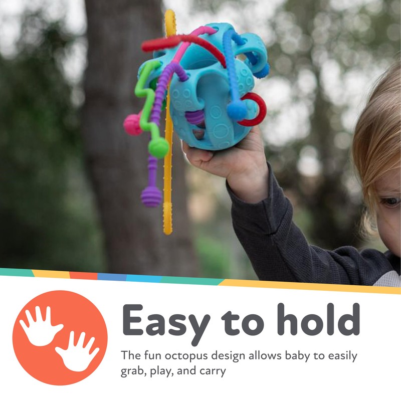 Nuby Silicone Octopus Sensory Toy with Bright Colored Silicone Textured