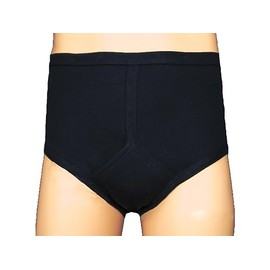 Washable Incontinence Brief for Men - Y-Front - Built-in Absorbent Pad with Waterproof Back - 220mls Absorbency - Black and White (XLarge (41-44" Waist), White)