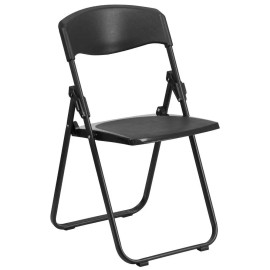 Flash Furniture HERCULES Series 500 lb. Capacity Heavy Duty Black Plastic Folding Chair with...
