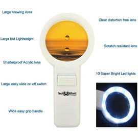 Hand Held Magnifying Glasses with Light - Strong Magnifier with Hand Lens - White 2 pack