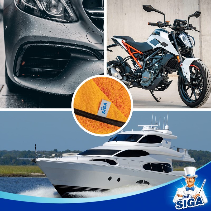 MR.SIGA Professional Premium Microfiber Towels for Cars, Dual-Sided Car Washing