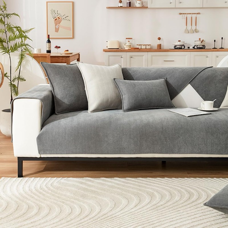 NUODWELL Herringbone Chenille Sofa Cover 1/2/3/4 Seater, Furniture Protector Couch