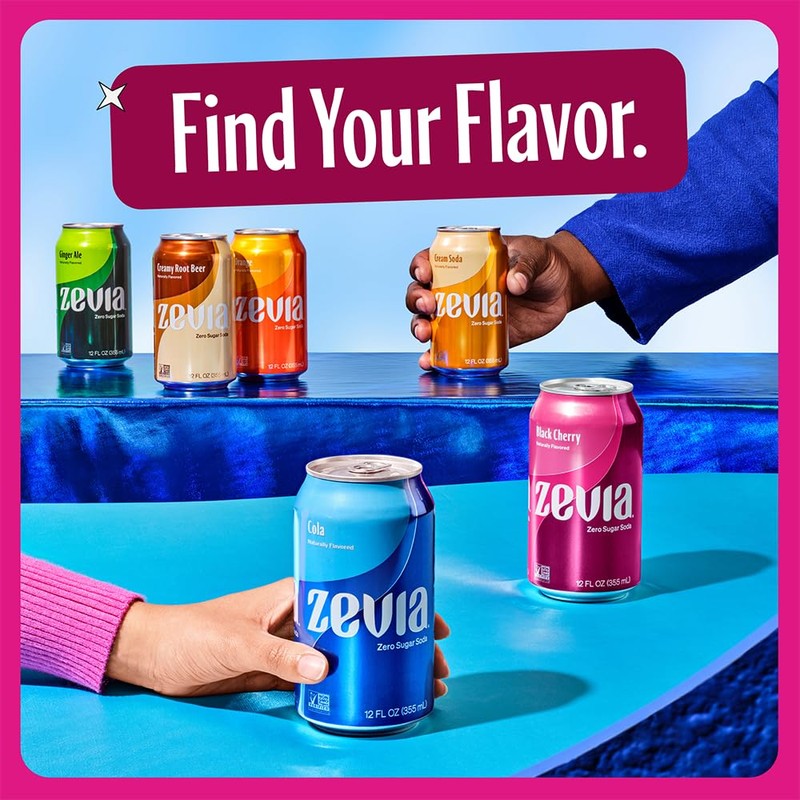 Zevia Zero Sugar Soda, Cran-Raspberry, 12 oz Cans (24-Pack) –