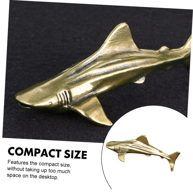 iplusmile Brass Shark Figurine Creative Desktop Decor Exquisite Shark Shaped