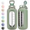 SIEROZUR 64 oz Glass Water Bottle with Straw and Handle