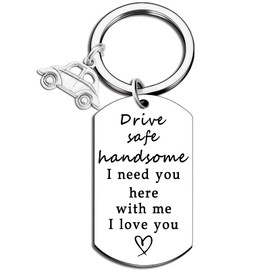 OEHEDOU Drive Safe Keychain For Boyfriend Husband Gifts Father's Day Gifts For Husband Father's Day Gifts From Wife Birthday Gifts For Men Him Drive Safe Handsome Gifts For Boyfriend Husband