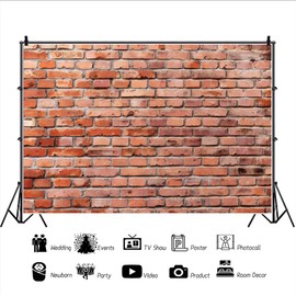 ASDCXZ Brick Wall Photo Background 2.2 x 1.5 m, Rustic Reddish Brown Brick Wall Retro Theme Photo Wall Background, Vinyl Photo Box Background for Baby Shower Birthday Photo Booth Studio Prop