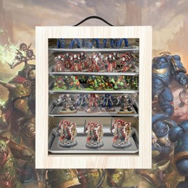 Miniature Display Case with 5 Metal Trays, Miniature Carrying Case, Miniature Storage, Miniature Case, Miniature Storage Case for Miniature Lovers, Oak Color