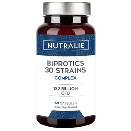Cultures Complex 30 Strains Guaranteed 132 Billion KBE per Dose Improves Defences and Intestinal Flora Nutralie Biprotics Complex 30 Strains 60 Capsules