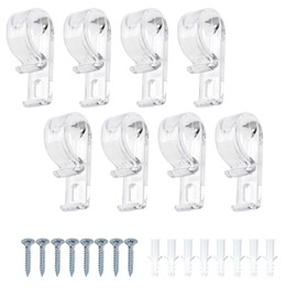 DBOO 8 Sets Plastic Roman Roller Blind Chain Cord P Clips Hooks Child Safety Roller Blind Clips for Blinds with 8 Screws and 8 Plastic Pillars