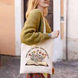 Kimoli Teacher Appreciation Gifts Canvas Tote Bags Aesthetic Travel Beach Bag Summer Reusable Grocery Shopping Bag