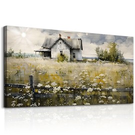 FUHAIHUA Canvas Wall Art For Living Room Large Wall Decor For Office Bedroom Wall Decor Art Watercolor Pictures Rural Landscape Paintings Mural Farmhouse Modern Wall Artwork Decorations 30x60 In