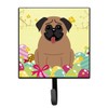 Caroline's Treasures Easter Eggs Pug Brown Wall Hook, Small, Multicolor