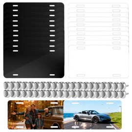 20 Pack Sublimation License Plate Blanks, 10 Black & 10 White, Metal Aluminum DIY Custom License Plates with Screw Sets 0.6mm Sublimation Blank License Plate for Automotive and Home Decoration
