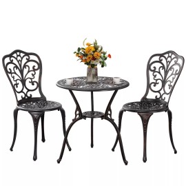 Withniture 3 Piece Patio Bistro Sets Cast Aluminum Bistro Table Set Outdoor Patio Furniture