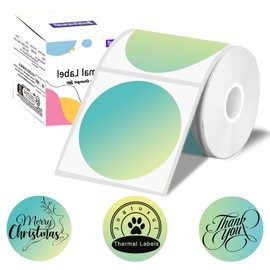 Joatuxul 2 inch Round Thermal Labels for T50M/M110/M120/M220/M221 Label Maker, Thermal Printer Labels for Barcode, Shipping, Customized, Circle Direct Thermal Stickers 140 PCS/1 Roll, Gradient Green