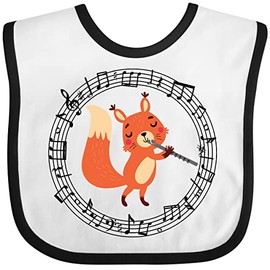 inktastic Flute Music Gift for Kids Baby Bib White and Black 3a888