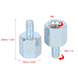 F FIERCE CYCLE 2pcs 8mm RH to 6mm RH Rearview Mirrors Adapter for Motorcycle