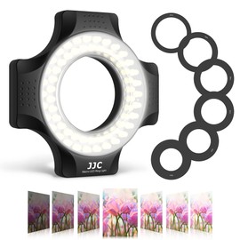 JJC Macro Ring Light for DSLR Macro Lens Such as Canon EF 100mm f 2.8L/EF-S 60mm f 2.8/MP-E 65mm f 2.8 1-5x/Nikon AF-S DX Micro 40mm f/2.8G, Includes 6 Adapter Rings for 49/52/55/58/62/67mm Macro Lens