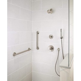 Delta Contemporary (1-Pack) 18' Shower Grab Bar ADA Compliant Matte Black 450 lb Capacity Bathroom Safety Handle for Shower, Bathtub | Wall Mounted Balance Assist, Handicap Grip 41818-BL