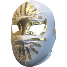 Deportes Martinez Lucha Libre Mexican Wrestling Pro-Fit Lycra Luchador Mask Adult Size (Mistico White Golden)
