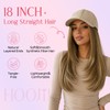 Baseball Hat Wig for Women, Hat with 18 Inch Straight