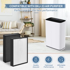 Zouhwaso 2 Pcs BKJ-33 Replacement Filter Compatible with COLZER Air Puri-fier Filter BKJ-33, 3-in-1 BKJ-33 Filter with Premium H13 True HEPA Filter, High Efficiency Acti-vated Car-bon and Pre-Filter