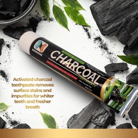 Activated Charcoal Toothpaste 6.5oz Each with 100% Deep Cleansing Natural Toothpaste, Organic Paste eliminates Bad Mouth Odor Keeping it Refreshing (2 Pack (6.5OZ)