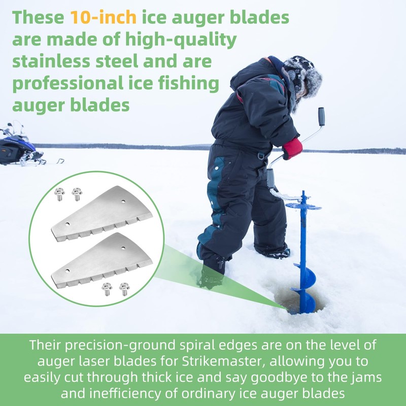 YXYYXY 10 Inch Stainless Steel Ice Auger Replacement Blades, Compatible