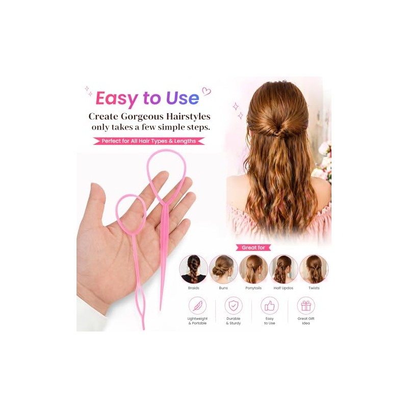 10-piece Hair Tool Set,Topsy Tail Hair Tool, Hair Pull Through