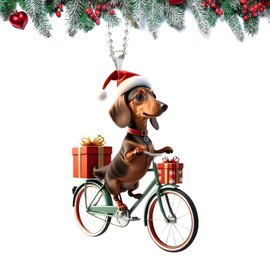 Dachshund Christmas Ornament Cute Dog Christmas Hanging Pendant Acrylic Christmas Tree Hanging Decorations Xmas Car Hanging Ornament Christmas Tree Decorations Set Funny Xmas Ornaments