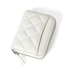 Riorune Bifold Wallet, Women's Mini Wallet, Compact Card Case, Coin Purse, Mini Wallet, Genuine Leather, YKK Zipper, Skimming-Prevention Function, white