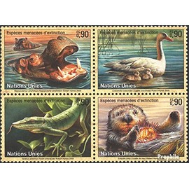 Prophila Collection UNO Geneva 385-388 Block of Four (Complete Edition) 2000 Endangered Animals (Mammals Stamps for Collectors)