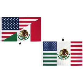 3 x 5 Ft USA/Mexico Combination Polyester Indoor Outdoor Flag