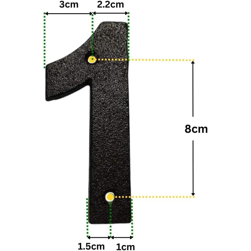 Cast Iron Door Number 1 - Black House Numbers