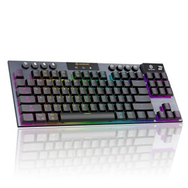 Hexgears Immersion A3 TKL Wireless Mechanical Gaming Keyboard, Bluetooth/2.4G/USB-C Hot-Swappable Low-Profile Keyboard with Linear Switches, 16.8M RGB Backlit, Display Screen & 5800mAh Battery(Black)