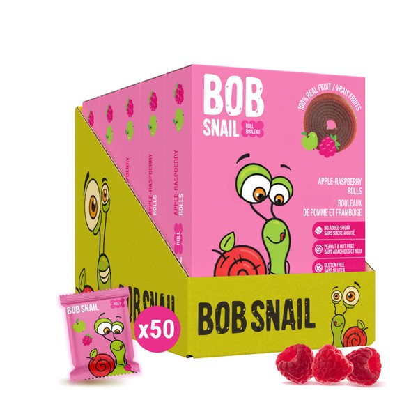 Bob Snail Fruit Rolls Apple Raspberry 5x100g (Pack of 5)