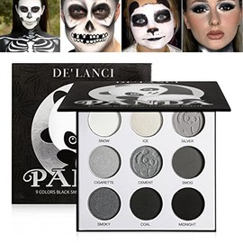 Black White Grey Silver Eyeshadow Palette, Highly Pigmented, Afflano Dark Grey, Black, Smoky Eyeshadow Makeup Palette, Durable for Daily Makeup, Small Mini Eyeshadow Palette, Panda