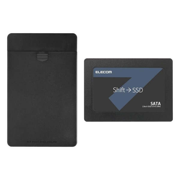 Elecom ESD-IB0480G Internal SSD 480GB 2.5-inch SATA 3.0 with HDD Case, Data Migration Software, HD Revolution, Copy Drive Lite Included