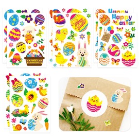 Acevegue Easter Stickers, 8 Sheets Easter Decorations Window Stickers, Easter Crafts for Kids Easter Basket Fillers