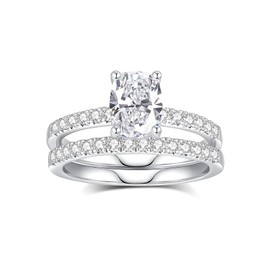 AmoreNel Moissanite Wedding Ring Set S925 Sterling Silver 1.46CTTW Moissanite Engagement Rings for Women D Color VVS1 Moissanite Ring for Women Wedding Sets(7)