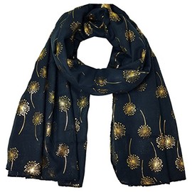 World of Shawls New Ladies Womens Glitter Sparkle Print Scarf Scarves (Dandelion - Navy)