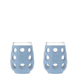 Lifefactory Wine Glass Set with Protective Silicone Sleeve, 2 Count (Pack of 1), Periwinkle