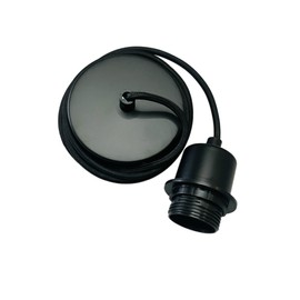 CGC Lighting Indoor Ceiling Adjustable Pendant and Matching Ceiling Rose Light Fitting E27 (Black 2)