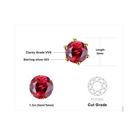 JewelryPalace Round Genuine Gemstone Amethyst Citrine Garnet Peridot Topaz Stud Earrings Silver 925 Women's Jewellery Set Earrings Silver Gemstone Girls Stud Earrings Silver with Stone Women Rose Gold