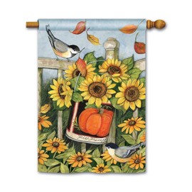Fall Flag 28 x 40 Double Sided, Pumpkins Sunflower Large Outdoor Flag for Garden Yard and House, Autumn Decorative Flag for Outside