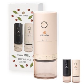 Chill Coffee EM241 Automatic Ceramic Blade, Conical Type, Chill Coffee, Outdoor Use, Camping, Fine Grinding (Beige)